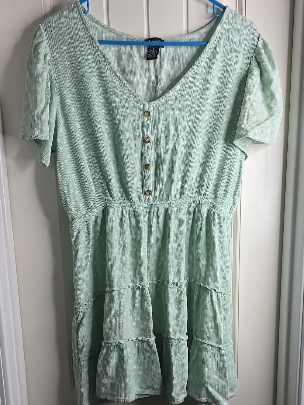 Justify Mint Green Dress with Subtle White Dots